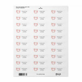 Pink floral heart return address etiket (Full Sheet)