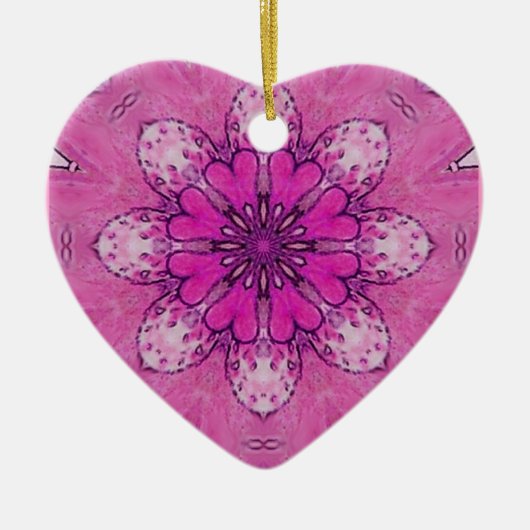 PINK FLORAL HEART roze violet paars wit Keramisch Ornament (Voorkant)