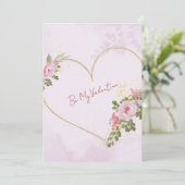 Pink Floral Heart Valentine Card Feestdagenkaart (Staand voorkant)