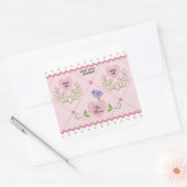 Pink Floral Hearts be Mine Vierkante Sticker (Envelop)