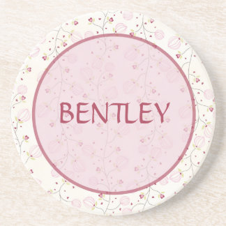 Pink Floral Hearts Gepersonaliseerd Onderzetter Dr