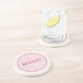 Pink Floral Hearts Gepersonaliseerd Onderzetter Dr (Zijkant)