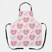 Pink Floral Hearts Pattern All-Over Print Apron Schort (Voorkant)