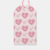 Pink Floral Hearts Pattern Cadeaulabel (Achterkant)
