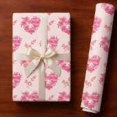Pink Floral Hearts Pattern Cadeaupapier
