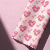 Pink Floral Hearts Pattern Cadeaupapier