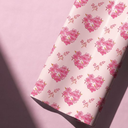Pink Floral Hearts Pattern Cadeaupapier