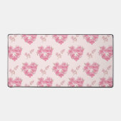 Pink Floral Hearts Pattern Desk Mat (Voorkant)