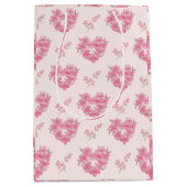 Pink Floral Hearts Pattern Medium Cadeauzakje (Voorkant)