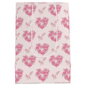 Pink Floral Hearts Pattern Medium Cadeauzakje (Achterkant)