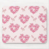 Pink Floral Hearts Pattern Mousepad Muismat (Voorkant)