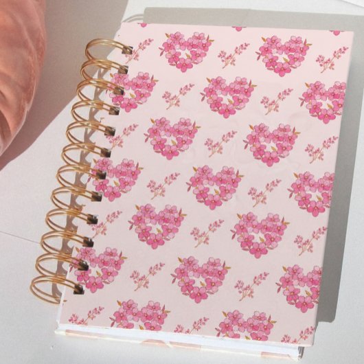 Pink Floral Hearts Pattern Planner