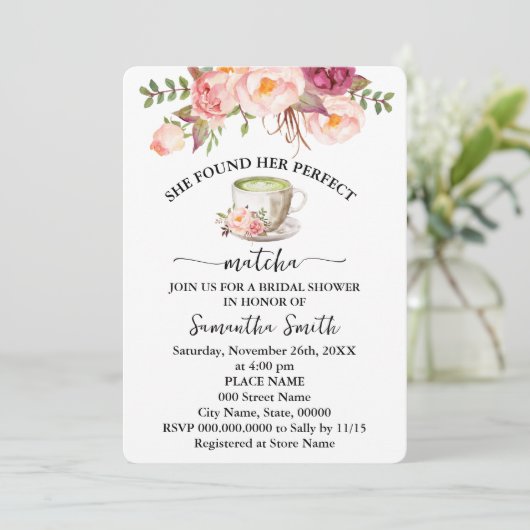 Pink Floral heeft haar perfecte matcha Vrijgezelle Kaart (Staand voorkant)