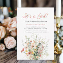 Pink Floral Het is een meisje Baby shower