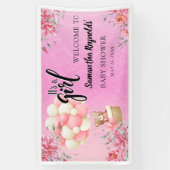Pink Floral Het is een meisje Baby shower Spandoek (Verticaal)