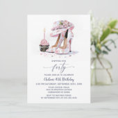 Pink Floral High Heel Shoes 40th Birthday Party Kaart (Staand voorkant)