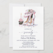 Pink Floral High Heel Shoes 70th Birthday Party Kaart (Voorkant)