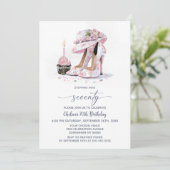 Pink Floral High Heel Shoes 70th Birthday Party Kaart (Staand voorkant)