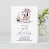 Pink Floral High Heel Shoes 80th Birthday Party Kaart (Staand voorkant)