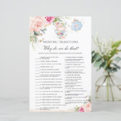 Pink Floral High Tea Party Weddenschap Traditionee (Staand voorkant)