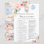 Pink Floral High Tea Party Weddenschap Traditionee (Voorkant / Achterkant)