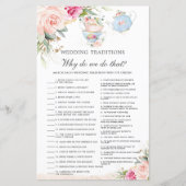 Pink Floral High Tea Party Weddenschap Traditionee (Voorkant)