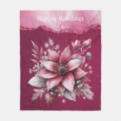 Pink Floral Holiday Fleece Blanket (Voorkant)