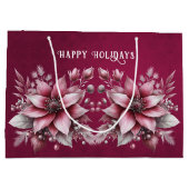 Pink Floral Holiday Gift Bag Groot Cadeauzakje (Achterkant)