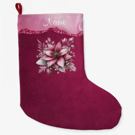 Pink Floral Holiday Stocking Grote Kerstsok