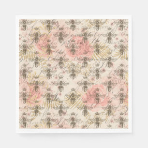 Pink Floral Honeybee Servet