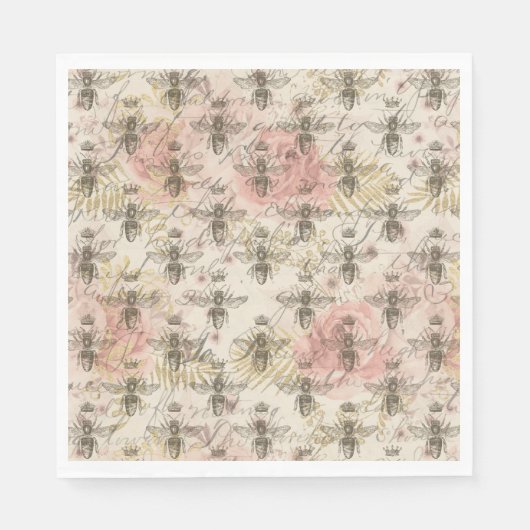 Pink Floral Honeybee Servet (Voorkant)