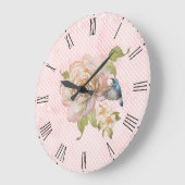 Pink Floral & Hummingbird Wall Clock Grote Klok (Hoek)