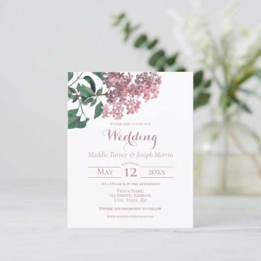Pink Floral | Huwelijksbudget uitnodiging (Staand voorkant)