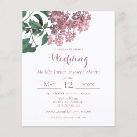 Pink Floral | Huwelijksbudget uitnodiging (Voorkant)