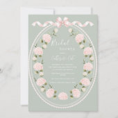 Pink Floral Hydrangea Sage Green Elegant Bridal  Kaart (Voorkant)