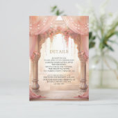Pink Floral Indian Mandap Hindu Wedding Details Informatiekaartje (Staand voorkant)