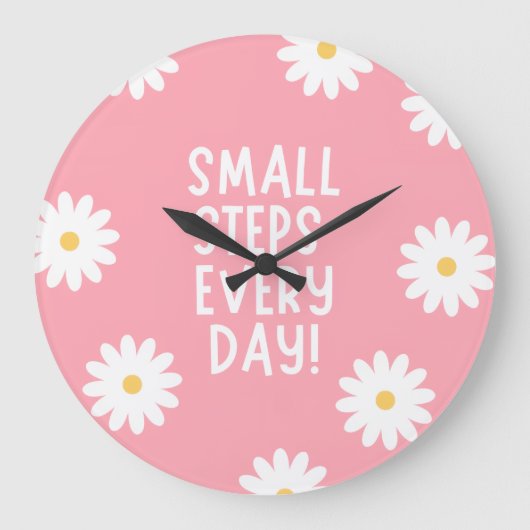 Pink Floral Inspiration – Small Steps Every Day Grote Klok (Voorkant)