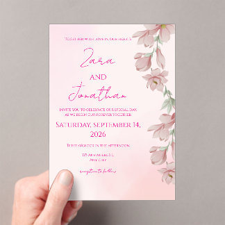 Pink floral invitation acryl uitnodigingen