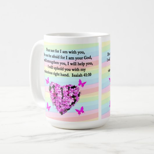  PINK FLORAL ISAIAH 41:10 ONTWERP KOFFIEMOK (Voorkant links)