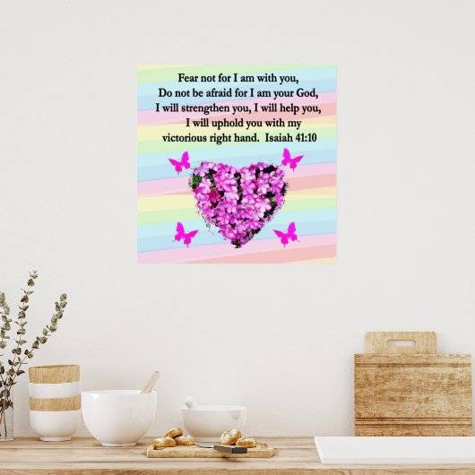  PINK FLORAL ISAIAH 41:10 ONTWERP POSTER (Keuken)