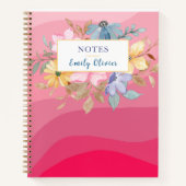 Pink Floral Journal Notes Aangepaste tekst Notitieboek (Voorkant)