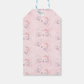 Pink Floral Kitten Face Birthday Dank je Cadeaulabel (Achterkant)