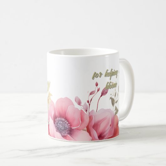 PInk Floral Koffiemok (Voorkant rechts)