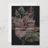 Pink Floral Layered Plant Wedding  Kaart (Voorkant)