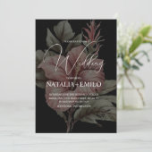 Pink Floral Layered Plant Wedding  Kaart (Staand voorkant)