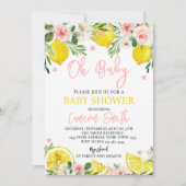 Pink Floral Lemon Baby Shower Kaart (Voorkant)