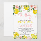 Pink Floral Lemon Baby Shower Kaart (Voorkant / Achterkant)
