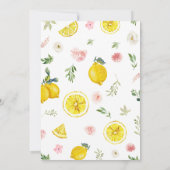 Pink Floral Lemon Baby shower Kaart (Achterkant)