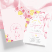 Pink Floral Lemon Baby shower Uitnodiging