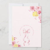 Pink Floral Lemon Baby shower Uitnodiging (Achterkant)